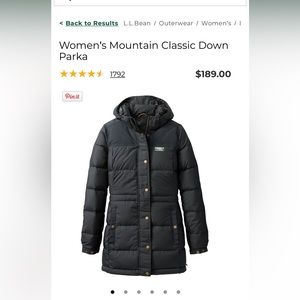 LL Bean parka 1x plus black